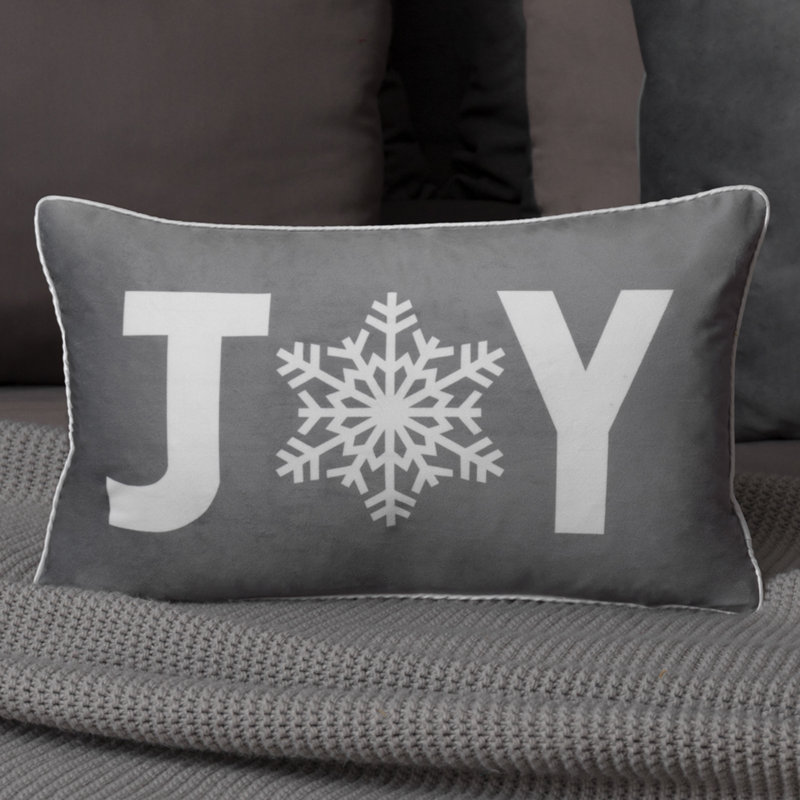 Housse de coussin en velours avec motif paon, H 12 po x l 20 po, Gris, Forme rectangulaire