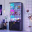 Armoire bar 71 po en verre avec éclairage à DEL RVB et capteurs de mouvement, armoire de rangement verrouillable à 3 niveaux-1291438182