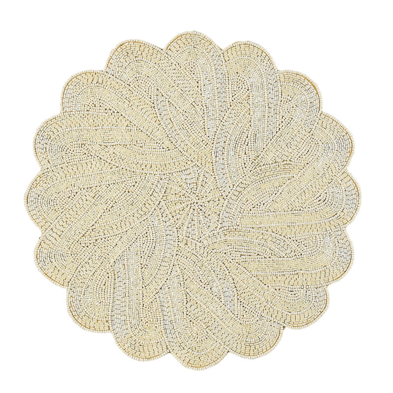 Hand Beaded Braided Circular, Cream