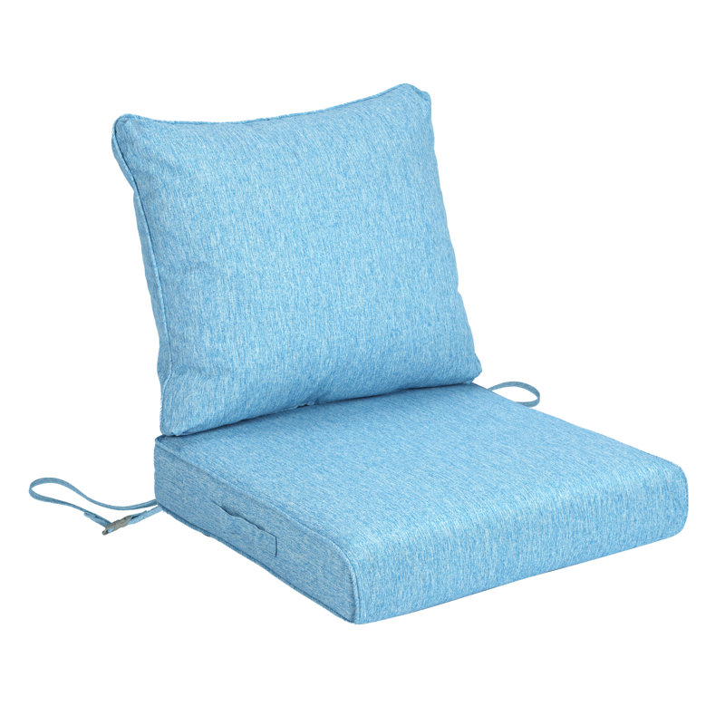 Outdoor Water-resistant Deep Seat Cushion Set, Lake Blue, 25" W x 25" D