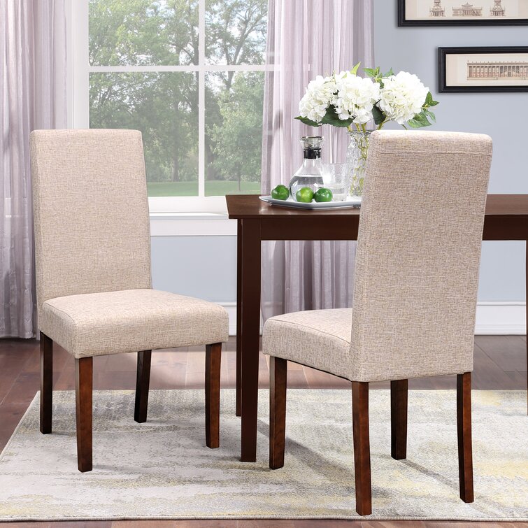 Upholstered Dining Chair In Beige Sand Set of 2