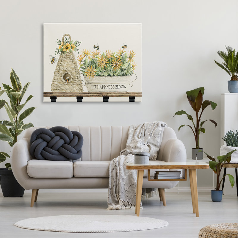 «Let Happiness Bloom Beehive», Plaque murale, H 48 po x l 48 po x P 1,5 po