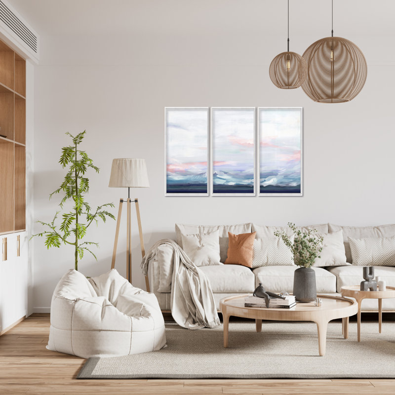 Coastal Retreat Cool Horizon Triptych