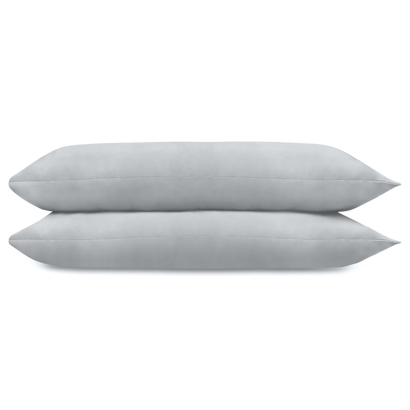 Delara GOTS-Certified Organic Cotton Sateen Pillowcase Set of 2, 400 Thread Count, Soft Long-Staple Cotton, Light Blue, Queen