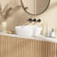 Lavabo vasque en porcelaine vitrifiée 16 po x 16 po avec coins arrondis pour petite salle de bain