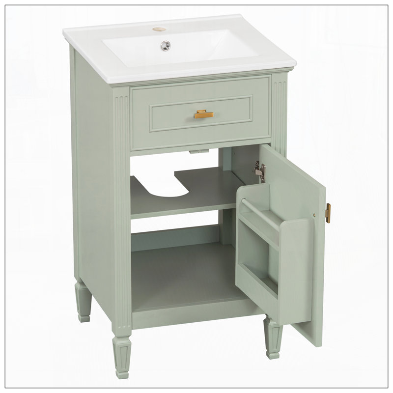 Meuble-lavabo de 20 pouces avec lavabo, Vert