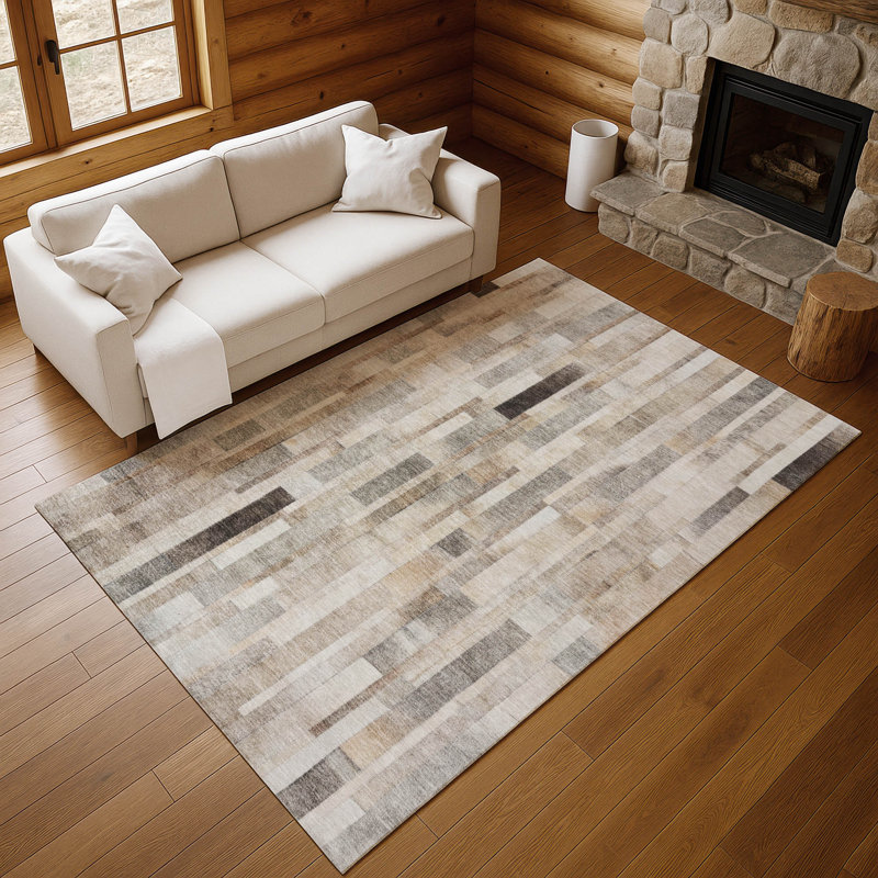 Premium Machine Washable Marasco AMF1630 Stripes Rug, Rectangle 3' x 5'