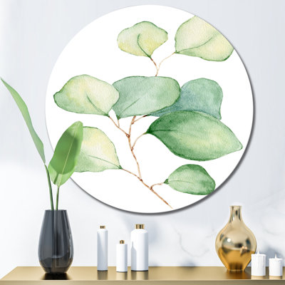 Délicates feuilles d'eucalyptus - Art mural cercle tropical en métal