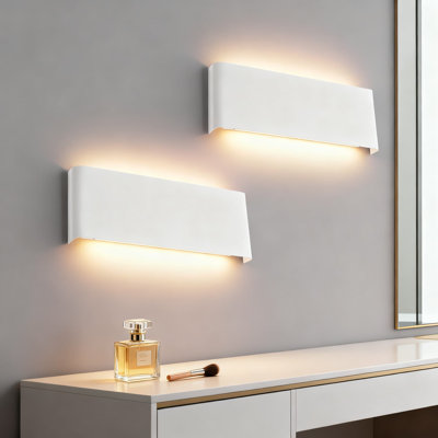 Modern LED Wall Sconce 20W Dimmable With 5 CCT Adjustable Color Temperature, Up And Down Lighting For Bedroom, Bathroom Vanity, Hallway, Staircase, 2-Pack