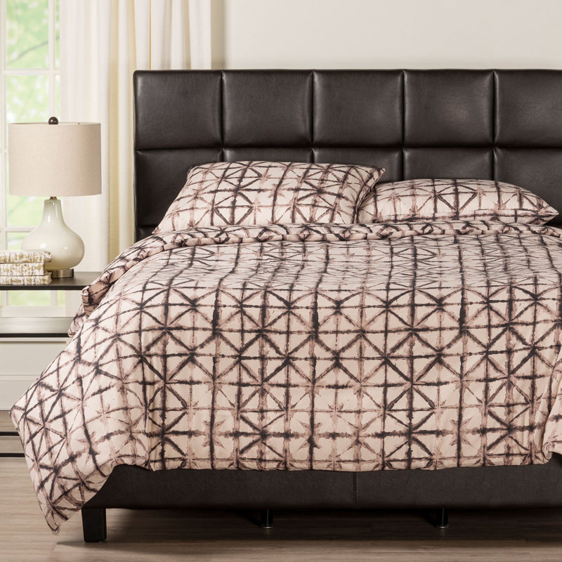 Reflection Polyester Windowpane Duvet Cover, Queen Duvet Cover + 2 Queen Shams