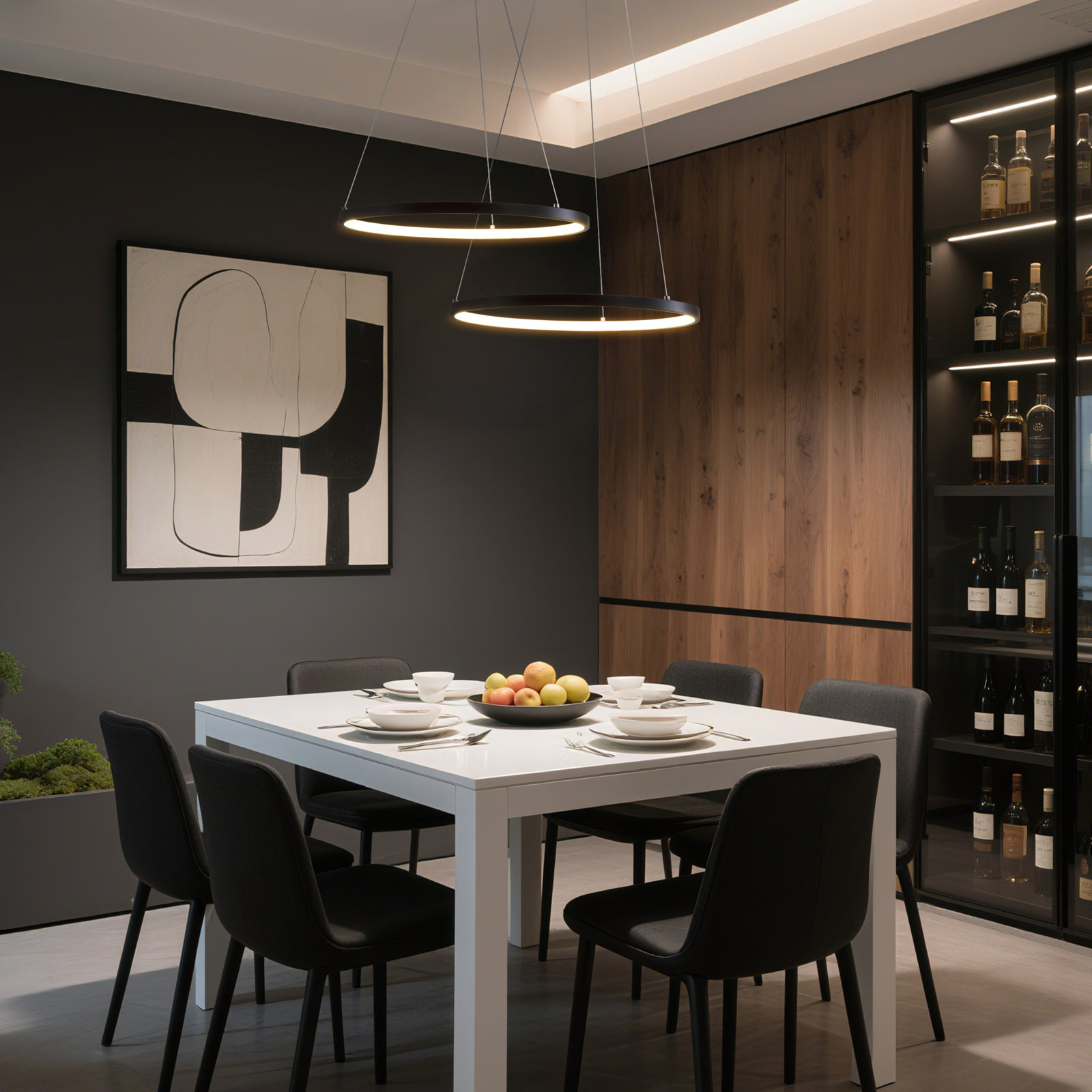 Odin Single Light Dimmable LED Pendant, Matte Black, 0.75" H x 15.75" W x 15.75" D