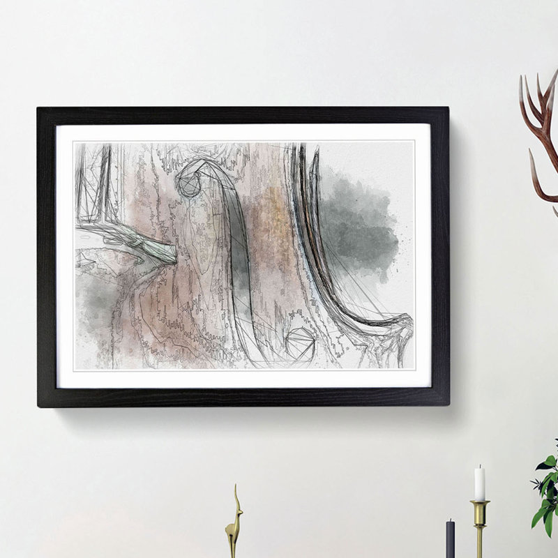 Curves of the Cello in Abstract - Picture Frame Graphic Art Print, 36cm H x 48cm W x 2cm D, Black Framed