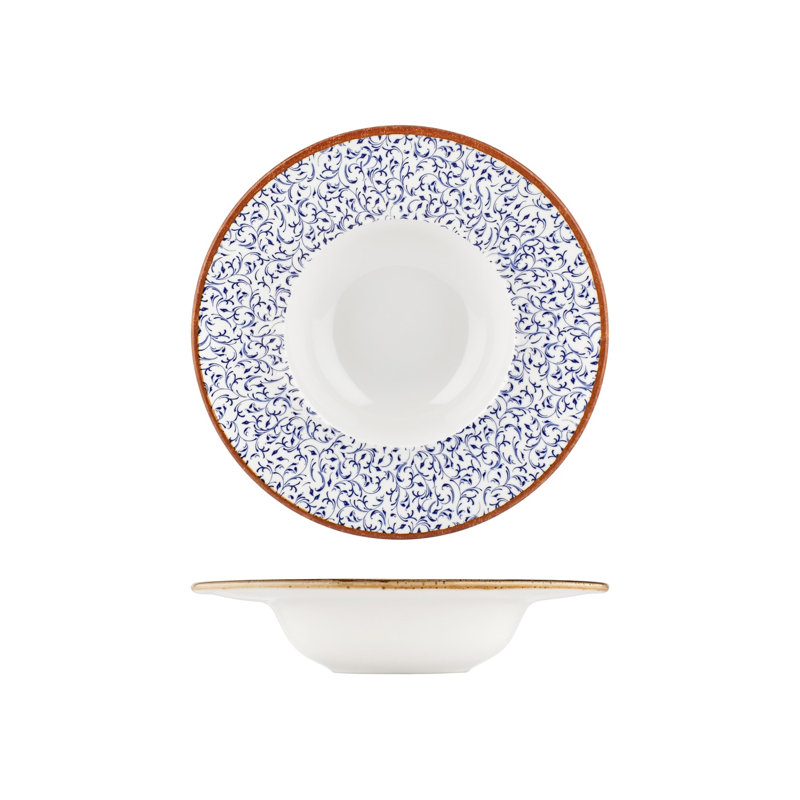 Edera dia.11" h:2.25" 16 oz. Round Blue Vitrified Deep Plate (Set of 6)