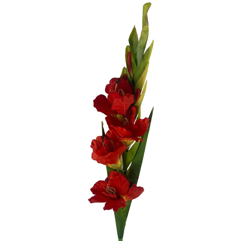 Leaf Design Large Artificial Gladioli Stems 115cm Faux Plant, 1, Orange