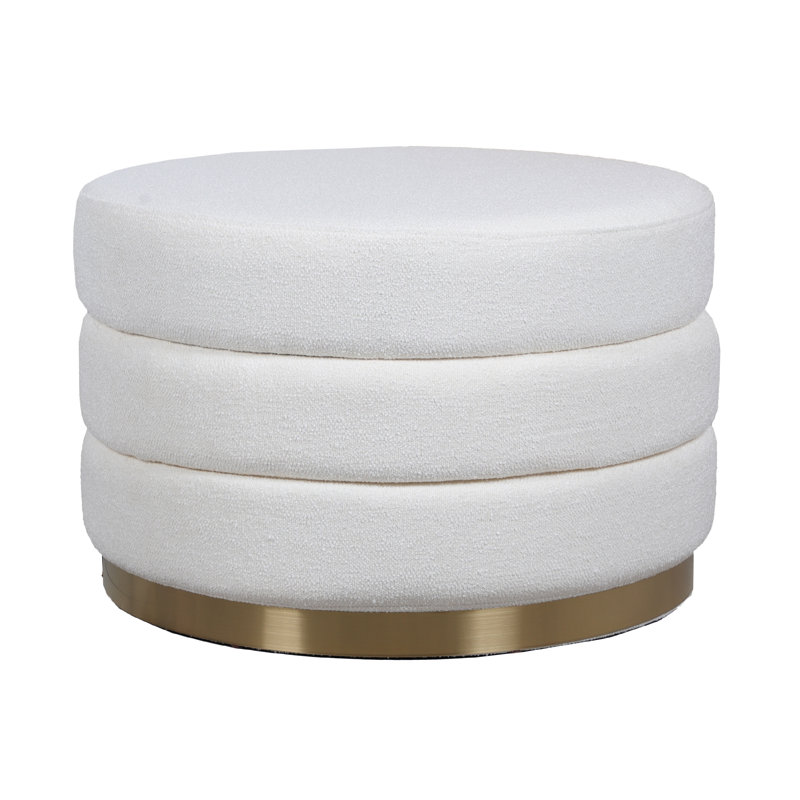 Clema Ottoman - Cream Boucle Fabric with Brass Base