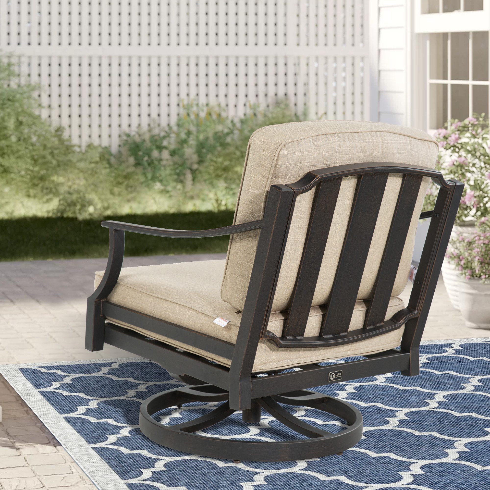 Tamarin Outdoor Aluminum Sofa & Club Swivel Chairs Seating Set With Sunbrella® Cushions