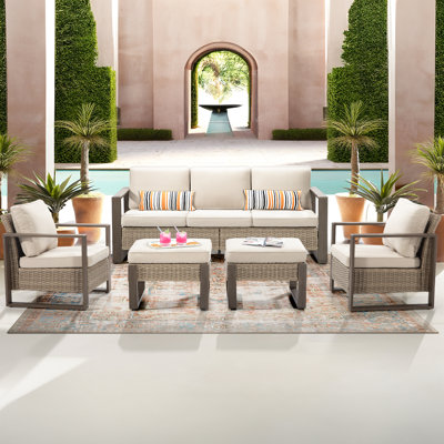 Creal 5-Piece Outdoor Sofa Seating Group with Cushions by Highland Dunes