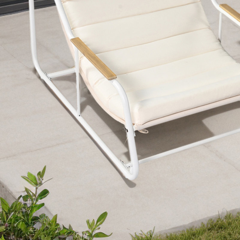 Ensemble 3 pièces de chaise longue d'extérieur avec table et coussins, Blanc