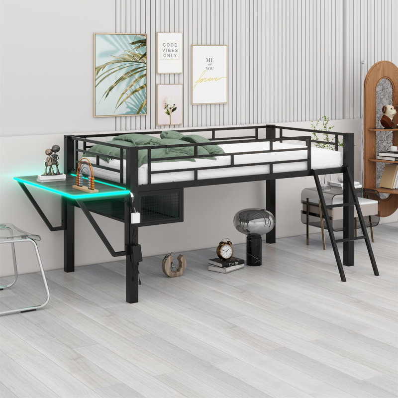 Lit mezzanine avec bureau Gaming, DEL