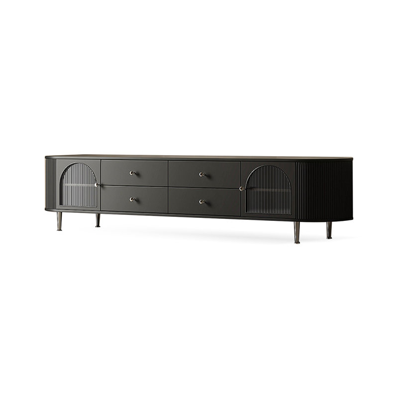Meuble télé rétro en bois manufacturé noir