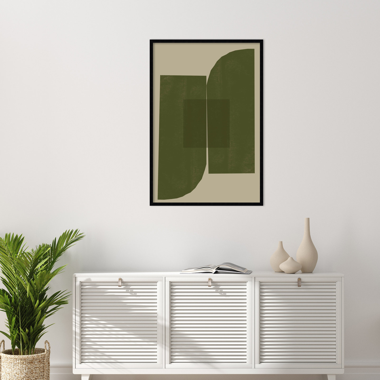 Percey "Green Composition 2" Print, Black, 41" H x 28" W