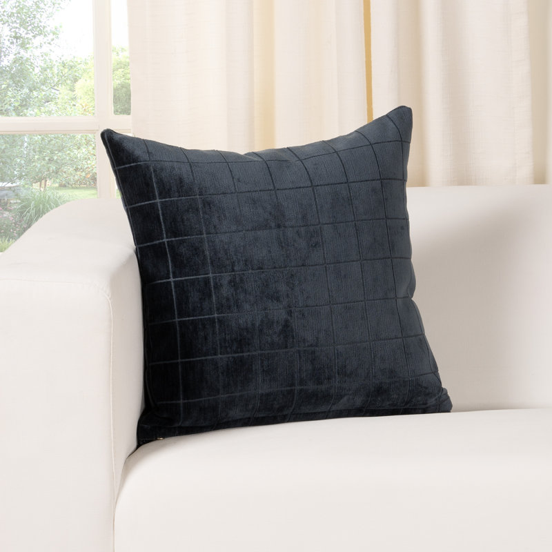 Coussin Otterville, Polyester, H 20 po x l 20 po, Motif géométrique ‑ bleu marine