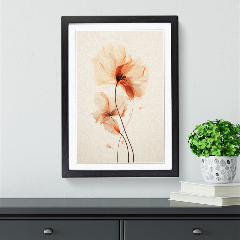Floral Minimalism - Framed Print, Black Framed, 64cm H x 46cm W