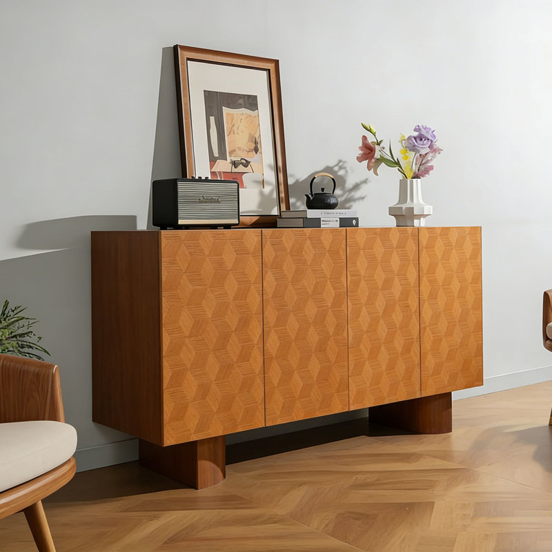 Simple and spacious sideboard cabinet, 32.67" H x 61.02" W x 15.74" D