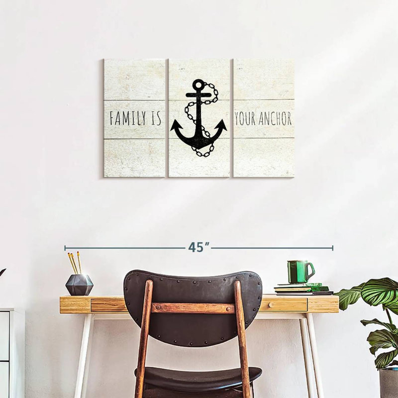 Ensemble de 3 citation sur toile Family Anchor, H 20 po x l 33 po x P 1,25 po