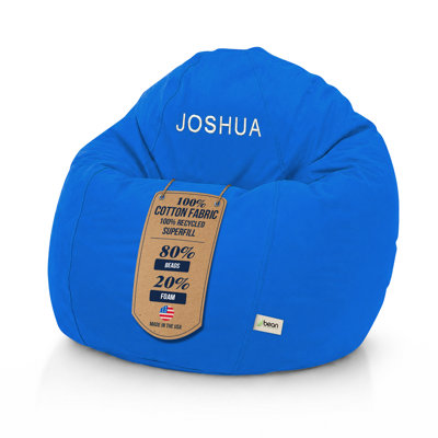 Monogrammed Cotton Bean Bag Chair | Filled w/Polystyrene Beads & CertiPUR Foam | Perfect for Teens & Adults