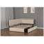 Structure de lit double tapissier avec tête de lit double, 2 tiroirs de rangement, lumière DEL et chargement USB, beige
