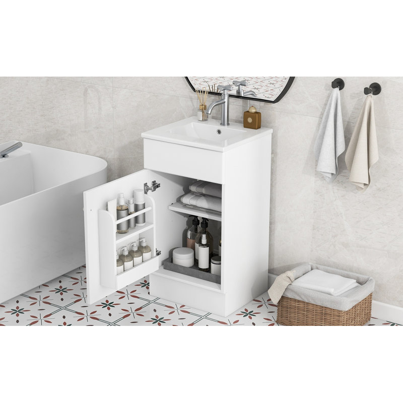 Meuble-lavabo 18 po avec lavabo, Blanc / Blanc