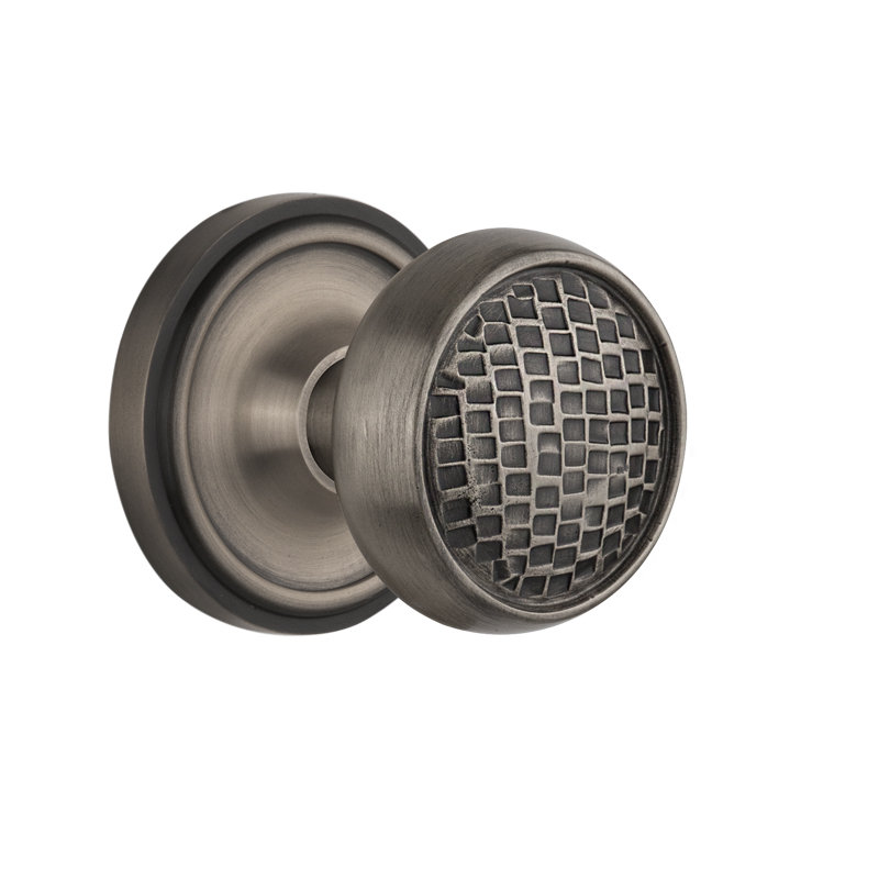 Classic Rosette with Craftsman Door Knob, Antique Pewter, 2-3/8"