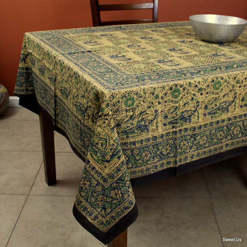 Nappe 100% coton Floral, L 90 po x l 60 po, Vert