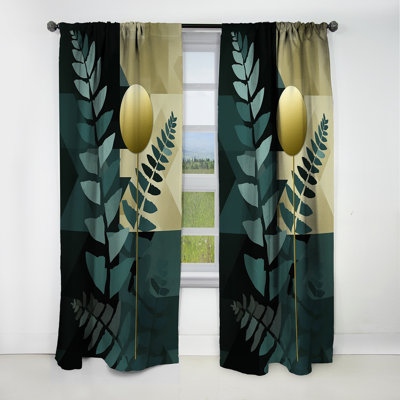 Green Harmonious Ferns I - Ferns Curtain - Blackout Floral Curtain - 1 Panels
