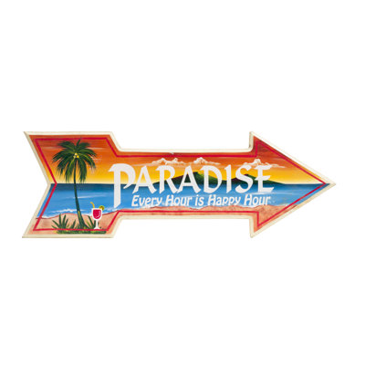 Kothan "Every Hour is Happy Hour" Paradise Wood Sign By RAM Game Room