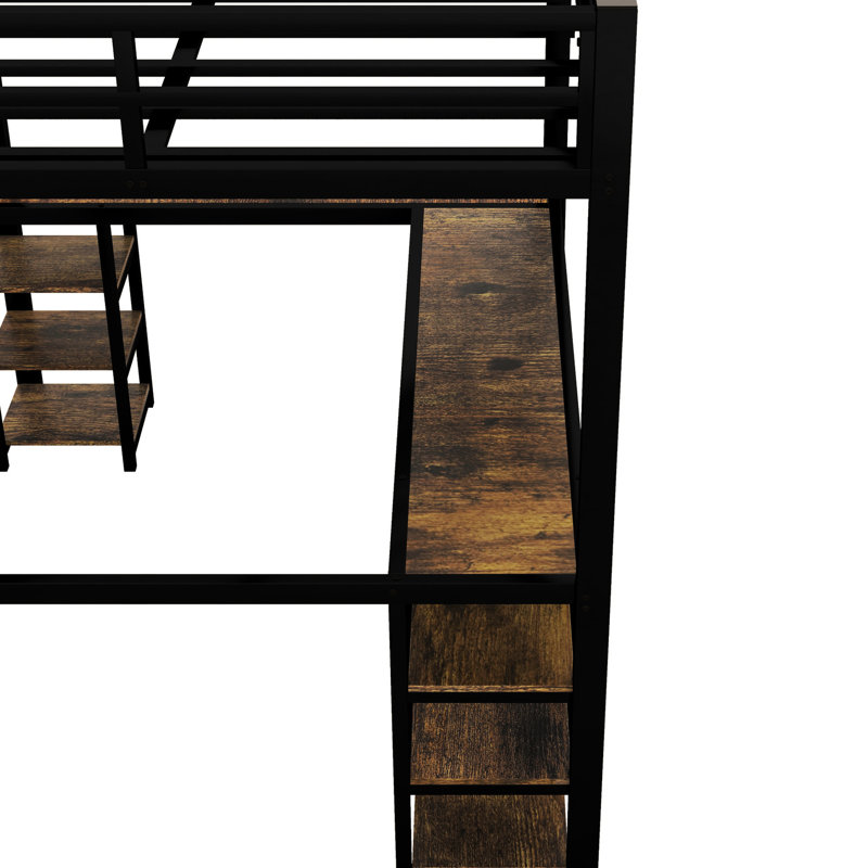 Lit mezzanine en métal avec bureau, sécuritaire et pour la chambre à coucher - créer une chambre à coucher élégante, noir