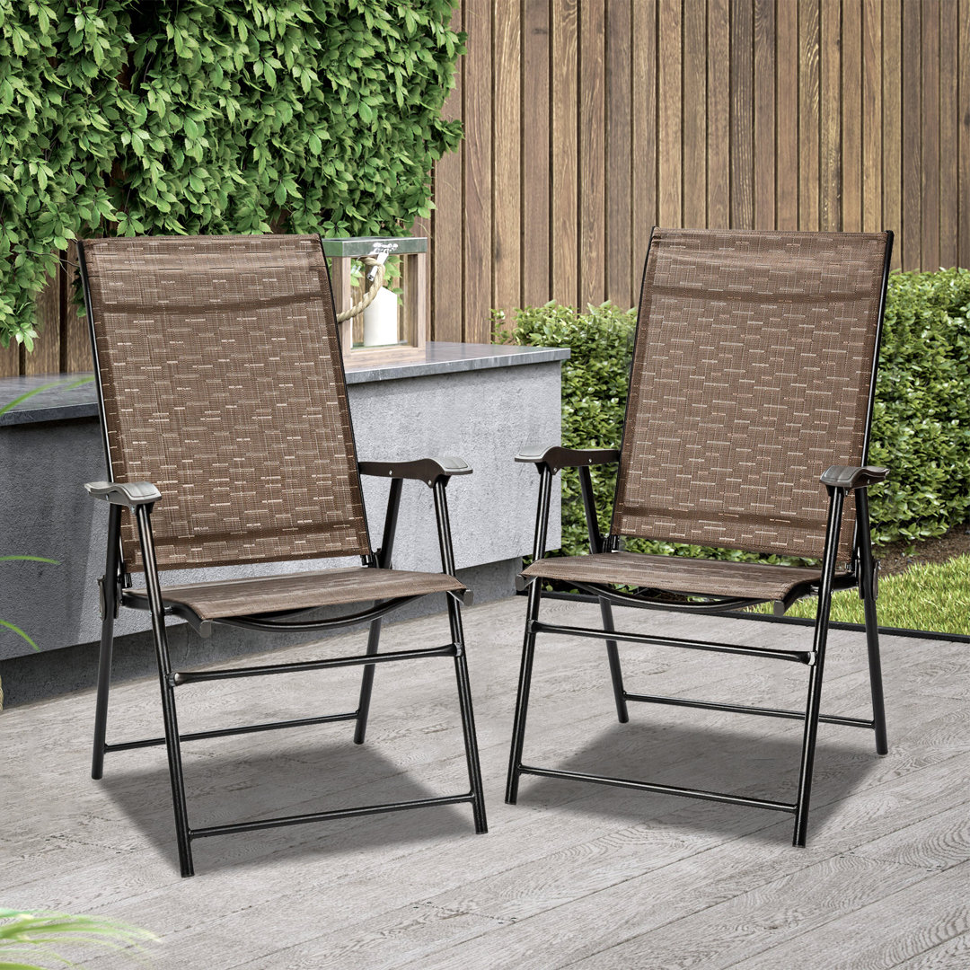 Outdoor Patio Folding Beach Chair for Garden, Camping (Set of 2) Arlmont & Co.
