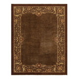 Antique Chinese Rug, Rich Brown Field With Floral Borders - Rug & Kilim
