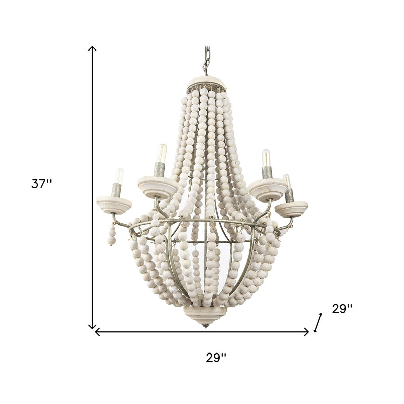 Lustre à six lumières argent et blanc Empire