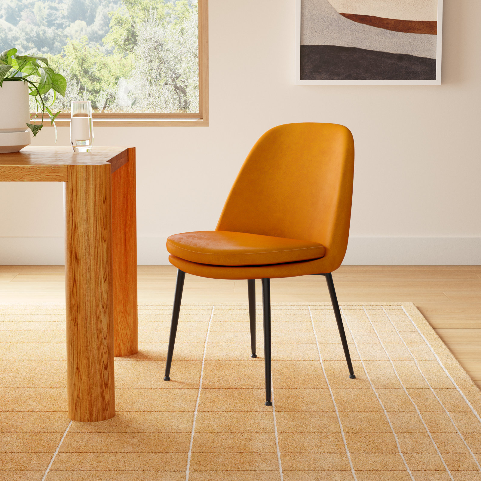 Wallace Velvet Side Chair, Cognac