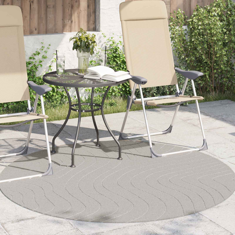 Modern Indoor and Outdoor Rug, Cream, Round 160 cm