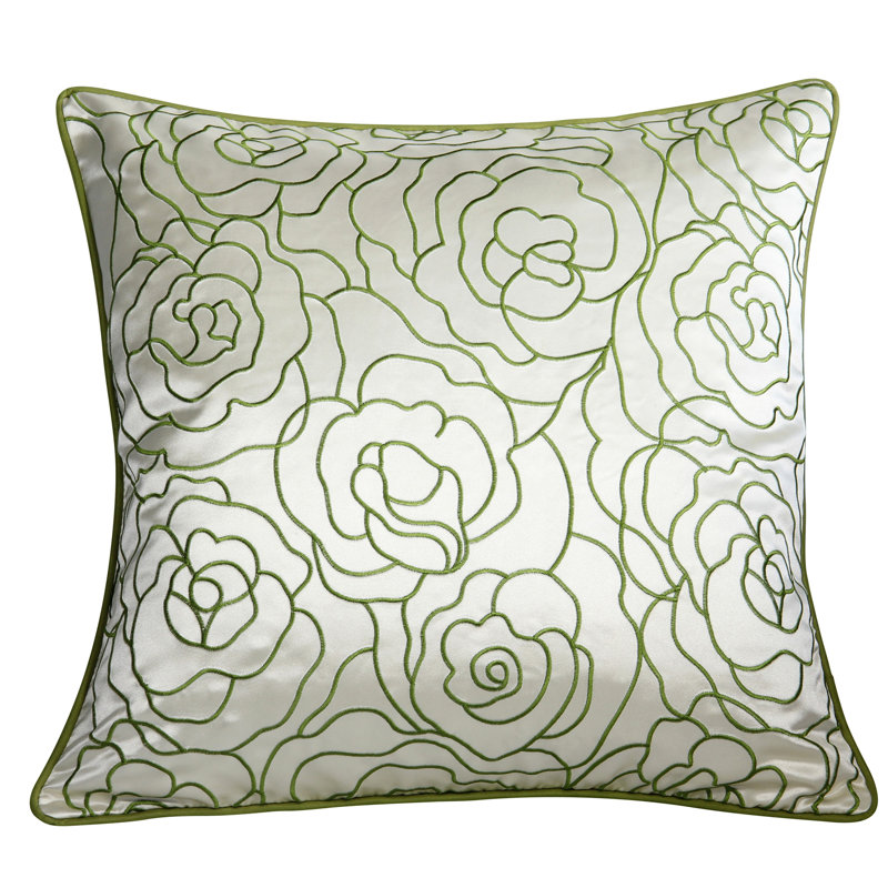 Embroidered Silk Trhow Pillow Cover