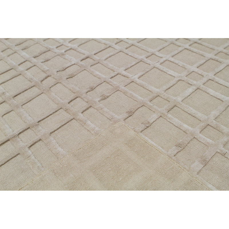 Linen Plaid Area Rug in Beige