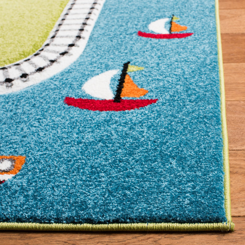 Tapis vert / ivoire Gaven, Rectangle 2 pi 3 po x 4 pi
