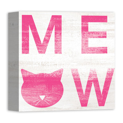 « cats meow vieilli », art textuel sur toile rose