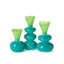 Verre Colorito, ensemble de 3 vases turquoise / vert comprenant 3 motifs