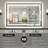 Matte Black Matel Framed LED Bathroom Mirror with Front-lit and Back-lit, Memory Function, 3 Color Temperatures & Dimmable Light, Anti-fog Tempered Glass-275273388-286698559