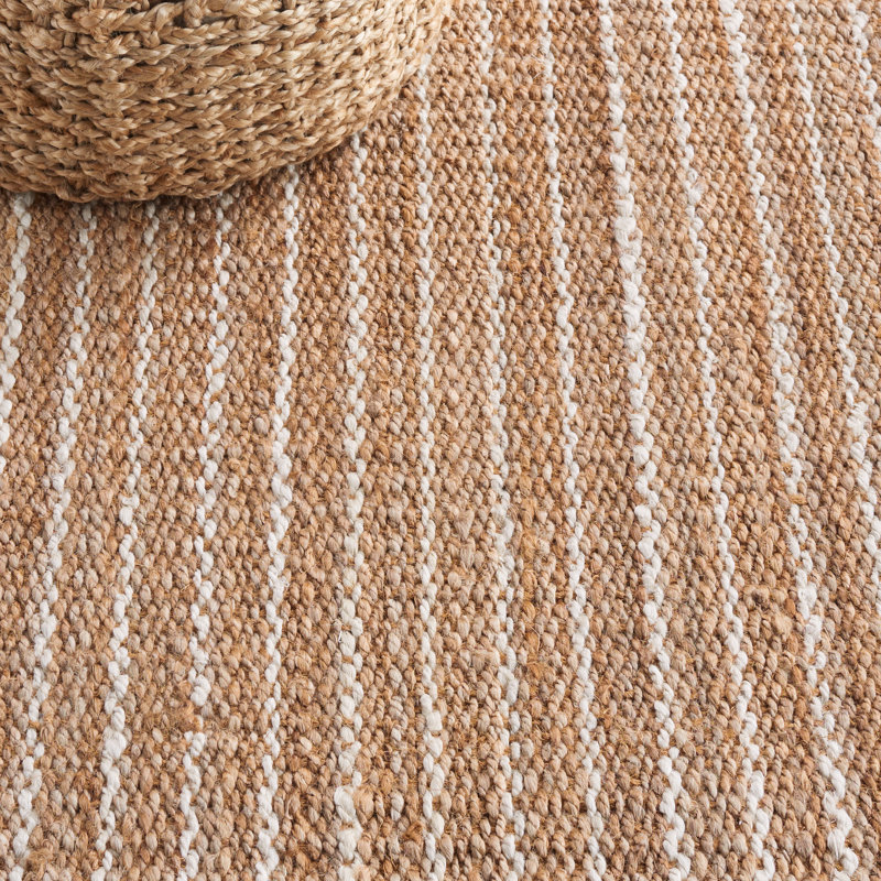 Yael Natural Fiber Jute & Coir Striped Rug, Rectangle 5' x 8'