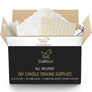 CraftBud Soy Candle Wax for Candle Making Natural Soy Wax for Candle Making  10 lb Bag, Candle Making Wax, 10 Lbs. Soy Wax Flakes, 100 Candle Wicks, 100  Wick Stickers, and 2 Metal Centering Devices